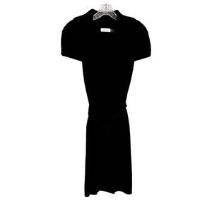 Calvin Klein Black Cowl Neck Short Sleeve Belted Wool Sweater Dress size XS